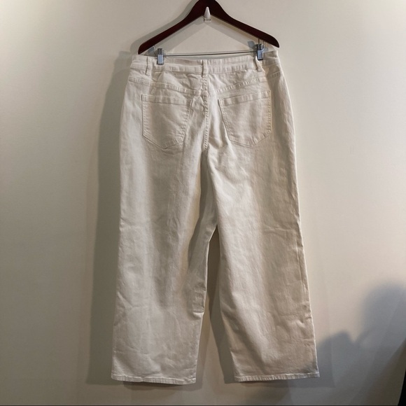 ELOQUII Elements Jeans Sz 16 Wide Leg High Rise Off White Coloured Denim - Picture 5 of 7